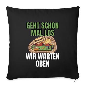 Bergführer Spruch für Wanderung mit Wanderführer - Sofakissenbezug 45 x 45 cm - Schwarz - Vorne