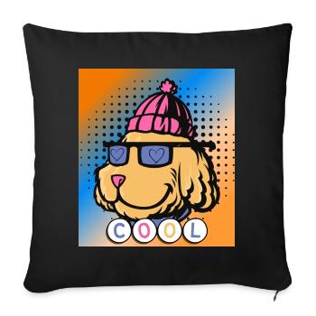 Chien cool. Animaux - Housse de coussin décorative 45 x 45 cm - noir - Devant