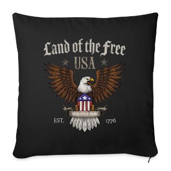 USA Land of the Free - Sofa pillowcase 17,3'' x 17,3'' (45 x 45 cm) - black - Front