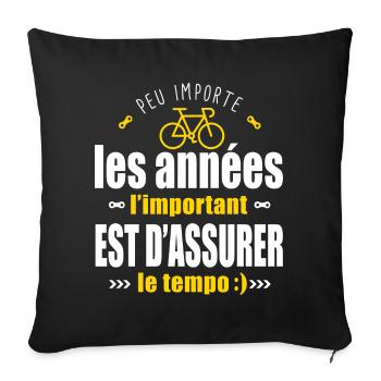 Velos Cadeau Anniversaire velo Humour cycliste - Housse de coussin décorative 45 x 45 cm - noir - Devant