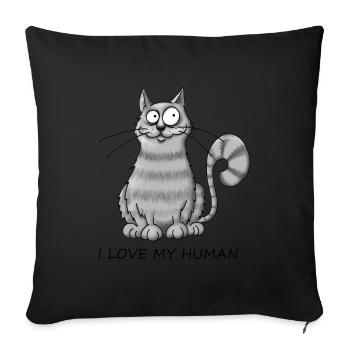 L’amour du chat - Housse de coussin décorative 45 x 45 cm - noir - Devant