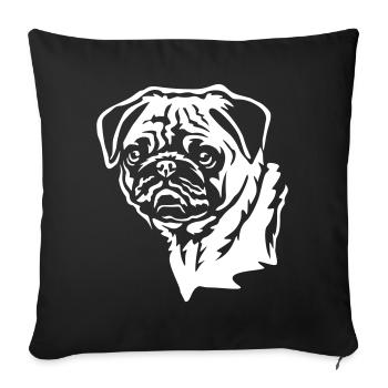 Mops Kopf "Black Edition" - Sofakissenbezug 45 x 45 cm - Schwarz - Vorne