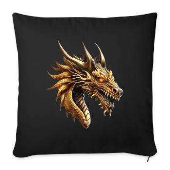 Dragon Or Fantaisie Mysticisme Magique Créature Animal - Housse de coussin décorative 45 x 45 cm - noir - Devant