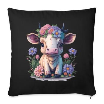Cow - Sofa pillowcase 17,3'' x 17,3'' (45 x 45 cm) - black - Front