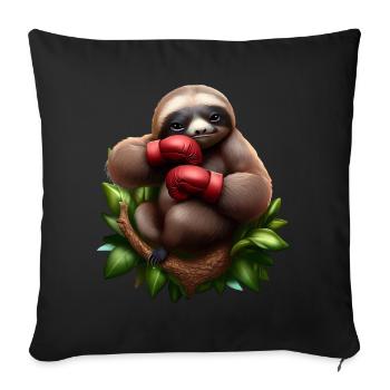 Boxendes Faultier auf Baum - Sofakissenbezug 45 x 45 cm - Schwarz - Vorne
