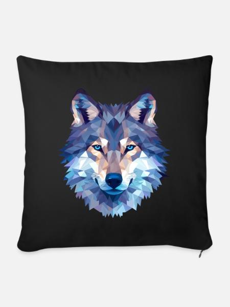 Wolf Polygon Design - Wildtier Natur Motiv - Sofakissenbezug 45 x 45 cm - Schwarz