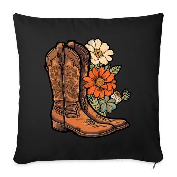 Cowboy Boots Flowers - Sofa pillowcase 17,3'' x 17,3'' (45 x 45 cm) - black - Front