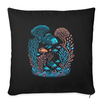 Fish and the seabed - Sofa pillowcase 17,3'' x 17,3'' (45 x 45 cm) - black - Front