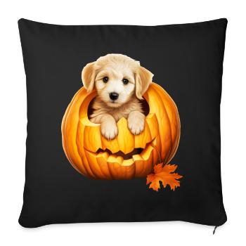 Halloween Doodle in Pumpkin: Funny Puppy - Sofa pillowcase 17,3'' x 17,3'' (45 x 45 cm) - black - Front