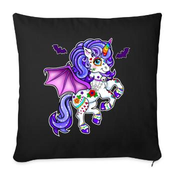 Unicorn Halloween Bat - Sofa pillowcase 17,3'' x 17,3'' (45 x 45 cm) - black - Front