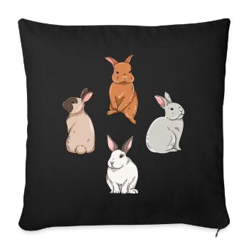 Conception de lapin mignon pour les propriétaires de lapins - Housse de coussin décorative 45 x 45 cm - noir - Devant