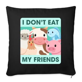 Friends Chicken Cow Sheep Design for Vegans - Sofa pillowcase 17,3'' x 17,3'' (45 x 45 cm) - black - Front