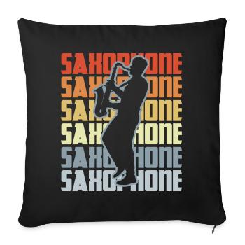 Vintage Saxophone - Sofa pillowcase 17,3'' x 17,3'' (45 x 45 cm) - black - Front