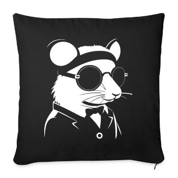 Drôle de rats fantaisie avec des lunettes de soleil Rat de compagnie - Housse de coussin décorative 45 x 45 cm - noir - Devant