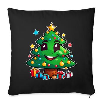 Cute Christmas tree with gifts - Sofa pillowcase 17,3'' x 17,3'' (45 x 45 cm) - black - Front