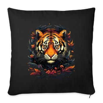Tiger, Tiger Head, Big Cat, Predator, Strong, Power - Sofa pillowcase 17,3'' x 17,3'' (45 x 45 cm) - black - Front
