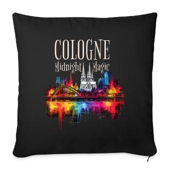 Cologne, Cathédrale De Cologne, Allemagne, Ville, Horizon, Nuit - Housse de coussin décorative 45 x 45 cm - noir - Devant