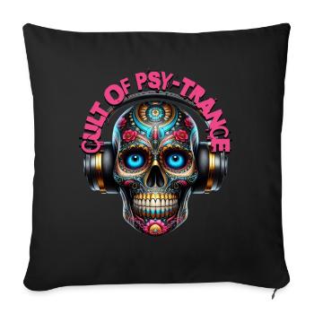 CULT OF PSY-TRANCE - Cool Skull with Headphones! - Sofa pillowcase 17,3'' x 17,3'' (45 x 45 cm) - black - Front