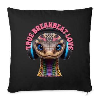 TRUE BREAKBEAT LOVE - Cool Cobra with Headphones! - Sofa pillowcase 17,3'' x 17,3'' (45 x 45 cm) - black - Front