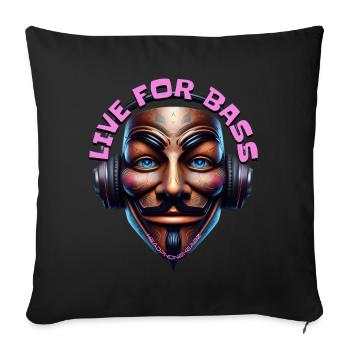 LIVE FOR BASS - Cool Creature with Headphones! - Sofa pillowcase 17,3'' x 17,3'' (45 x 45 cm) - black - Front