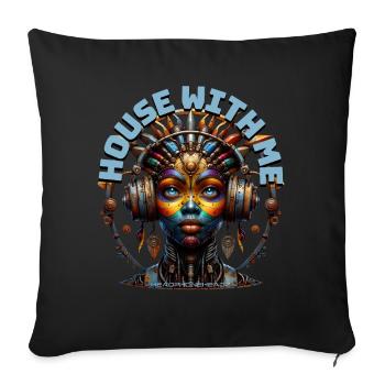 HOUSE WITH ME - Cool Woman with Headphones! - Sofa pillowcase 17,3'' x 17,3'' (45 x 45 cm) - black - Front