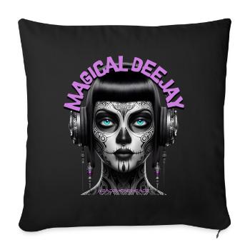 MAGICAL DEEJAY - Cool Woman with Headphones! - Sofa pillowcase 17,3'' x 17,3'' (45 x 45 cm) - black - Front