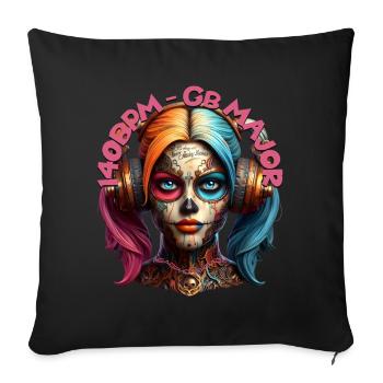 140BPM Gb MAJOR - Cool Woman with Headphones! - Sofa pillowcase 17,3'' x 17,3'' (45 x 45 cm) - black - Front