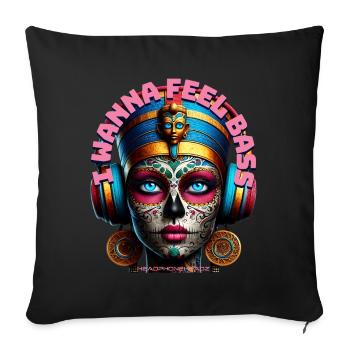 I WANNA FEEL BASS - Cool Princess with Headphones! - Sofa pillowcase 17,3'' x 17,3'' (45 x 45 cm) - black - Front
