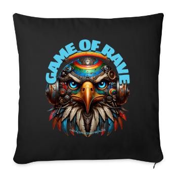 GAME OF RAVE - Cool Eagle with Headphones! - Sofa pillowcase 17,3'' x 17,3'' (45 x 45 cm) - black - Front