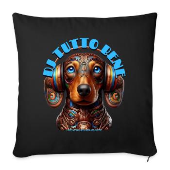 DJ TUTTO BENE – Cute Dachshund with Headphones! - Sofa pillowcase 17,3'' x 17,3'' (45 x 45 cm) - black - Front