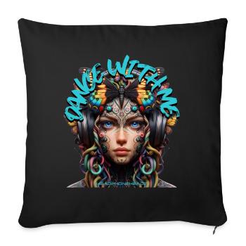 DANCE WITH ME - Cool Woman with Headphones! - Sofa pillowcase 17,3'' x 17,3'' (45 x 45 cm) - black - Front