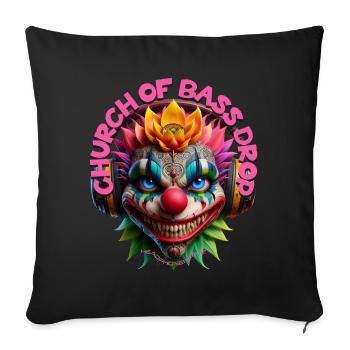 CHURCH OF BASS DROP - Cool Clown with Headphones! - Sofa pillowcase 17,3'' x 17,3'' (45 x 45 cm) - black - Front