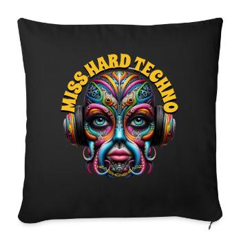 MISS HARD TECHNO - Cool Creature with Headphones! - Sofa pillowcase 17,3'' x 17,3'' (45 x 45 cm) - black - Front