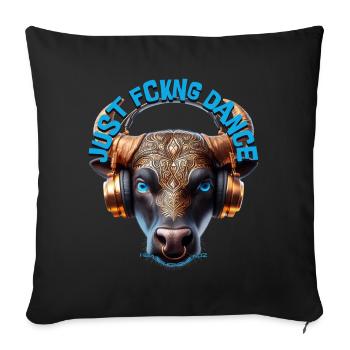 JUST FCKNG DANCE - Cool Cow with Headphones! - Sofa pillowcase 17,3'' x 17,3'' (45 x 45 cm) - black - Front