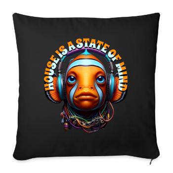 HOUSE IS A STATE OF MIND - Clownfish & Headphones! - Sofa pillowcase 17,3'' x 17,3'' (45 x 45 cm) - black - Front