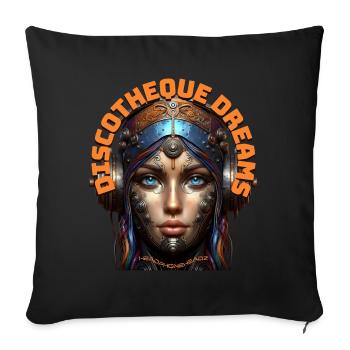 DISCOTHEQUE DREAMS - Cool Princess with Headphones - Sofa pillowcase 17,3'' x 17,3'' (45 x 45 cm) - black - Front