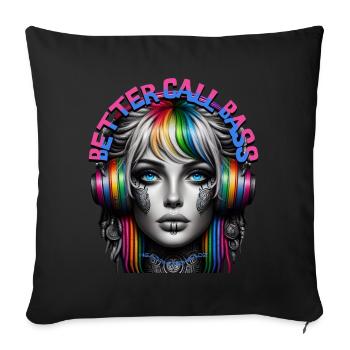 BETTER CALL BASS - Cool Woman with Headphones! - Sofa pillowcase 17,3'' x 17,3'' (45 x 45 cm) - black - Front