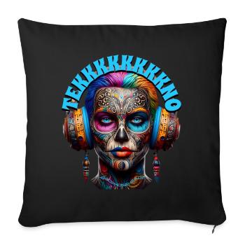 TEKKKKKKKKNO - Cool Dude with Headphones! - Sofa pillowcase 17,3'' x 17,3'' (45 x 45 cm) - black - Front