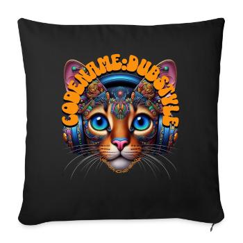 CODENAME:DUBSTYLE - Abyssinian Cat with Headphones - Sofa pillowcase 17,3'' x 17,3'' (45 x 45 cm) - black - Front