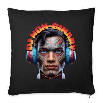 DJ NON-BINARY - Cool Human with Headphones! - Sofa pillowcase 17,3'' x 17,3'' (45 x 45 cm) - black - Front