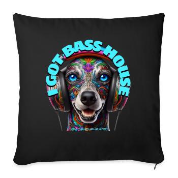I GOT BASS HOUSE - Cute Poodle with Headphones! - Sofa pillowcase 17,3'' x 17,3'' (45 x 45 cm) - black - Front