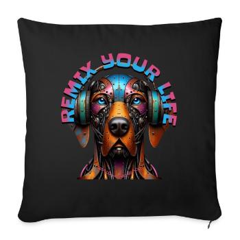 REMIX YOUR LIFE - German Pointer with Headphones! - Sofa pillowcase 17,3'' x 17,3'' (45 x 45 cm) - black - Front