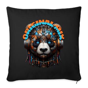 ORIGINAL MIX - Cool Panda with Headphones! - Sofa pillowcase 17,3'' x 17,3'' (45 x 45 cm) - black - Front