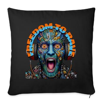 FREEDOM TO RAVE - Crazy Dude with Headphones! - Sofa pillowcase 17,3'' x 17,3'' (45 x 45 cm) - black - Front