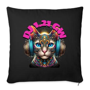 DJ 1.21 GW - Cute Aroki Cat with Headphones! - Sofa pillowcase 17,3'' x 17,3'' (45 x 45 cm) - black - Front