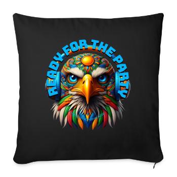 READY FOR THE PARTY - Cool Eagle with Headphones! - Sofa pillowcase 17,3'' x 17,3'' (45 x 45 cm) - black - Front