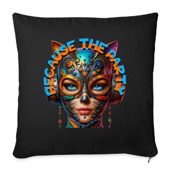 BECAUSE THE PARTY - Cool Woman with Headphones! - Sofa pillowcase 17,3'' x 17,3'' (45 x 45 cm) - black - Front