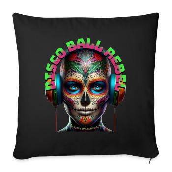 DISCO BALL REBEL - Cool Human with Headphones! - Sofa pillowcase 17,3'' x 17,3'' (45 x 45 cm) - black - Front
