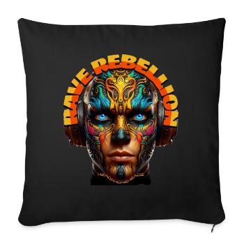 RAVE REBELLION - Cool Dude with Headphones! - Sofa pillowcase 17,3'' x 17,3'' (45 x 45 cm) - black - Front
