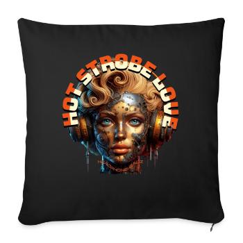 HOT STROBE LOVE - Cool Blonde with Headphones! - Sofa pillowcase 17,3'' x 17,3'' (45 x 45 cm) - black - Front